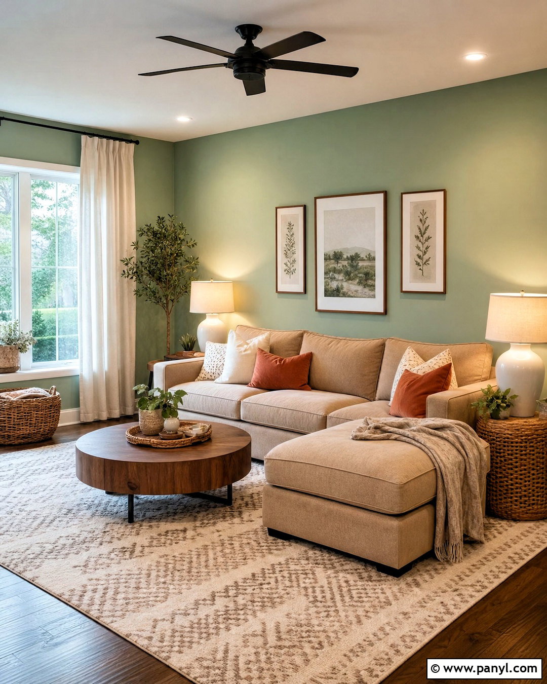 Light Green Living Room Walls With Beige Sectional - 20 light green living room walls