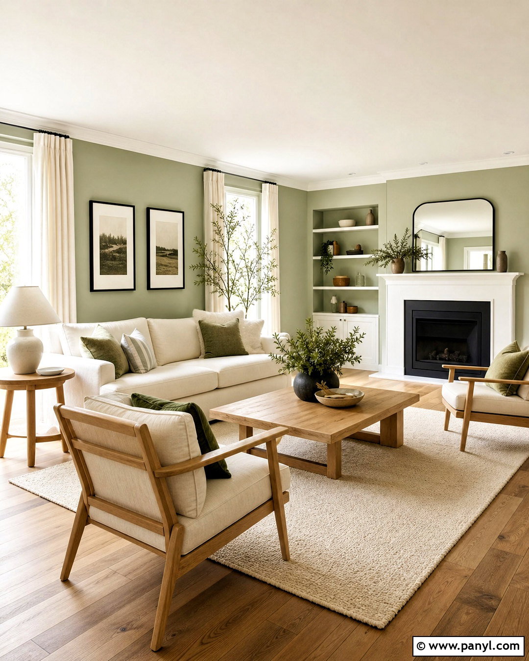 Light Green Living Room Walls With White Oak - 20 light green walls