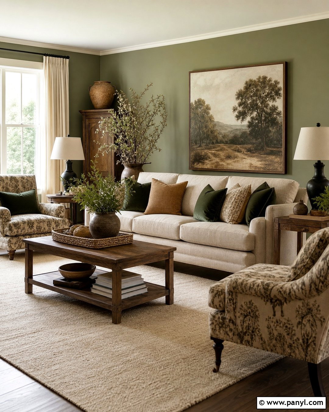 Light Green Living Room With Beige Sofa - 35 light green wall paint ideas