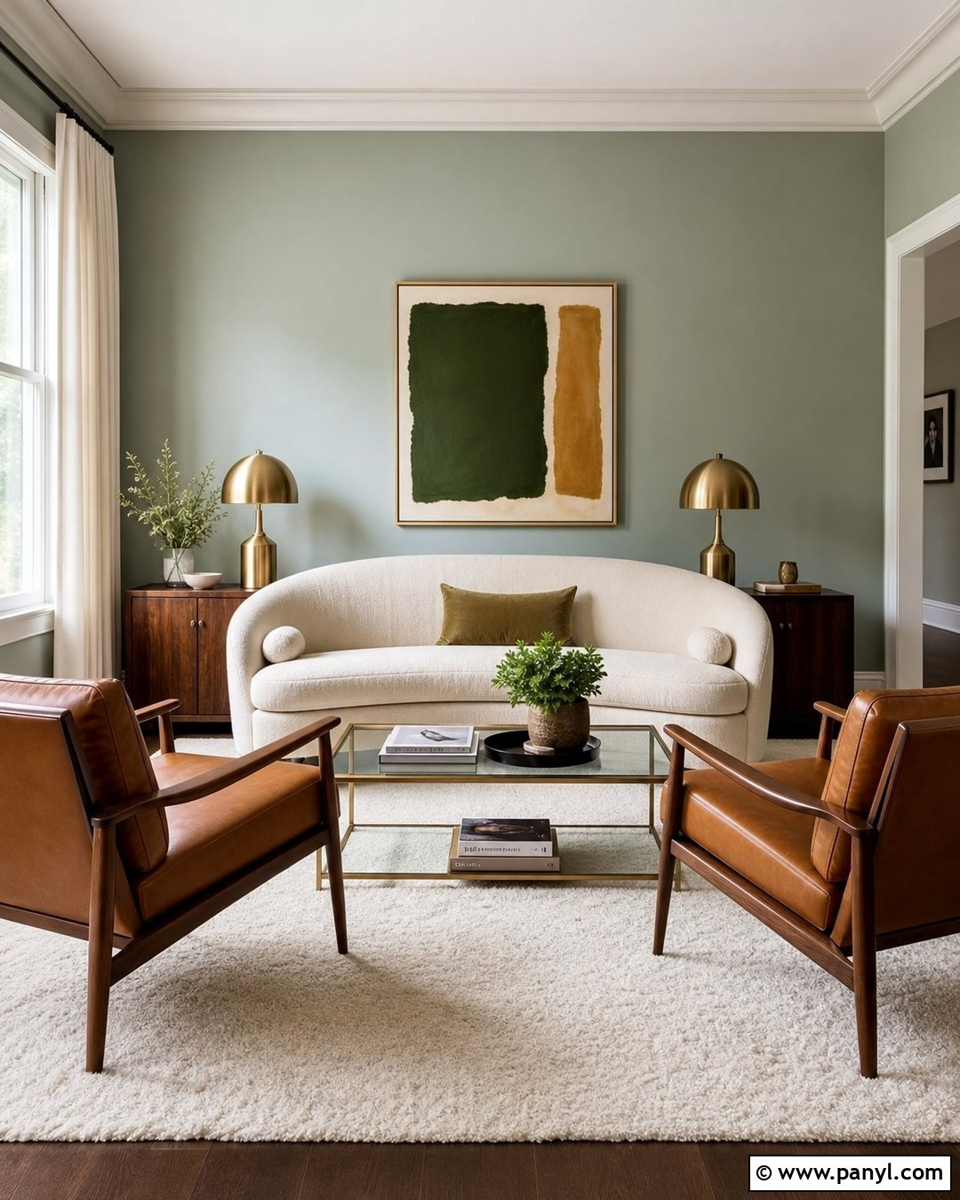 Light Green Living Room With Brass Accents - 30 light green wall color ideas