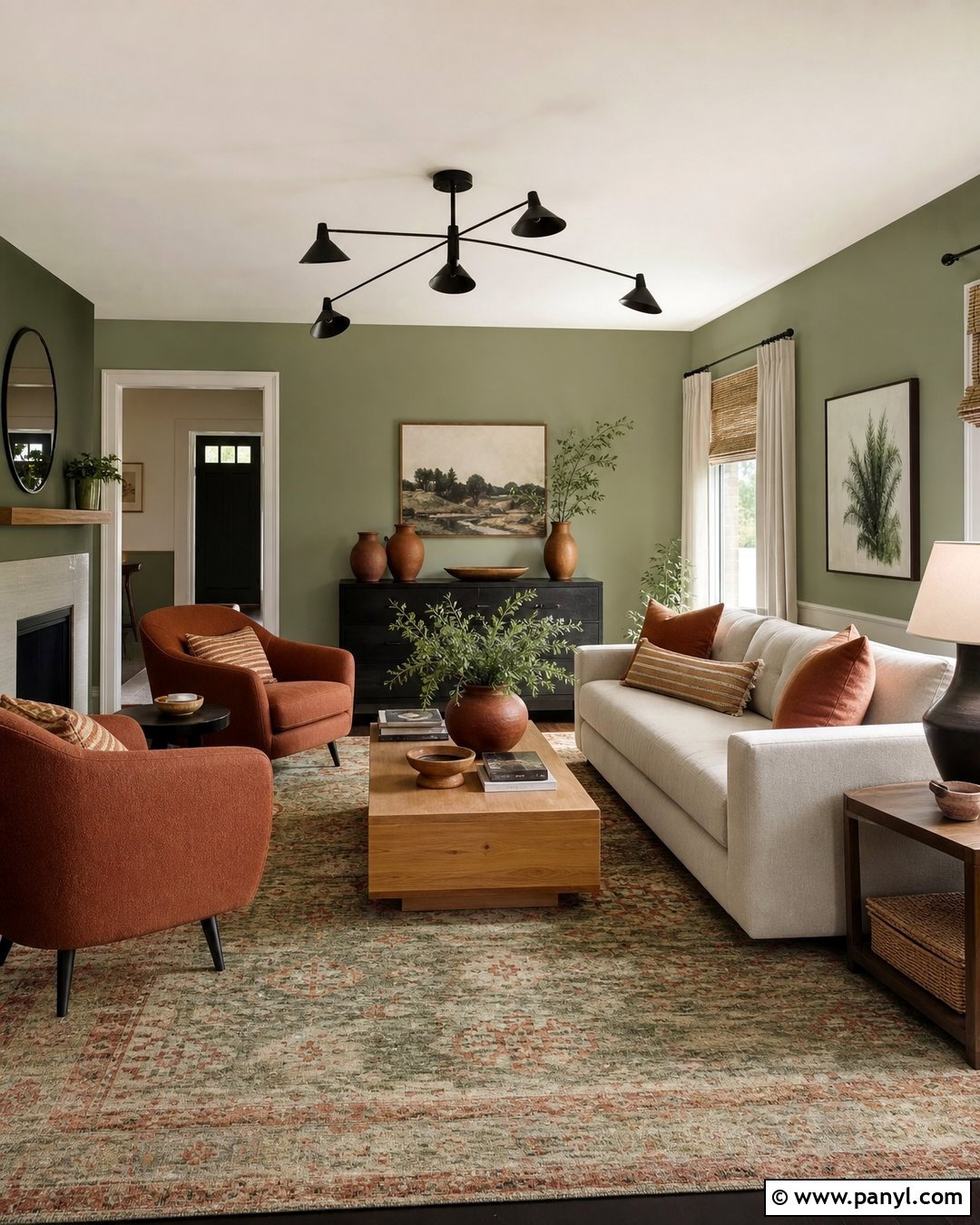 Light Green Living Room With Terracotta Accents - 35 light green wall paint ideas