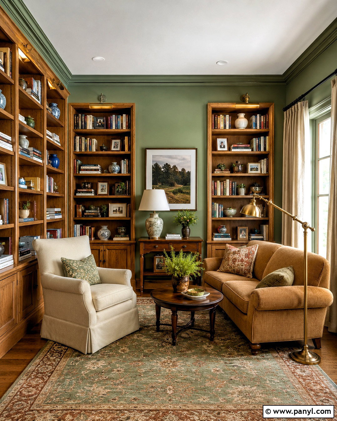 Light Green Reading Room With Bookcases - 20 light green rooms