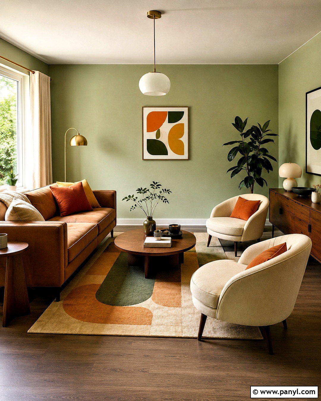 Light Green Retro Living Room - 20 light green room ideas