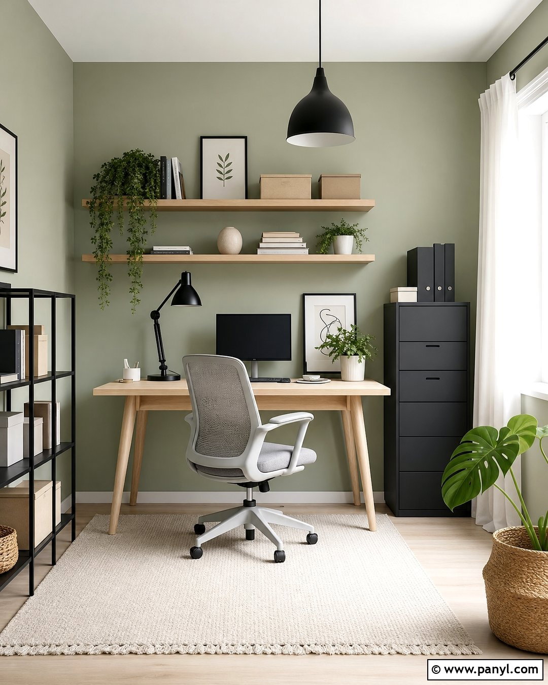 Light Green Scandinavian Home Office - 30 light green wall color ideas