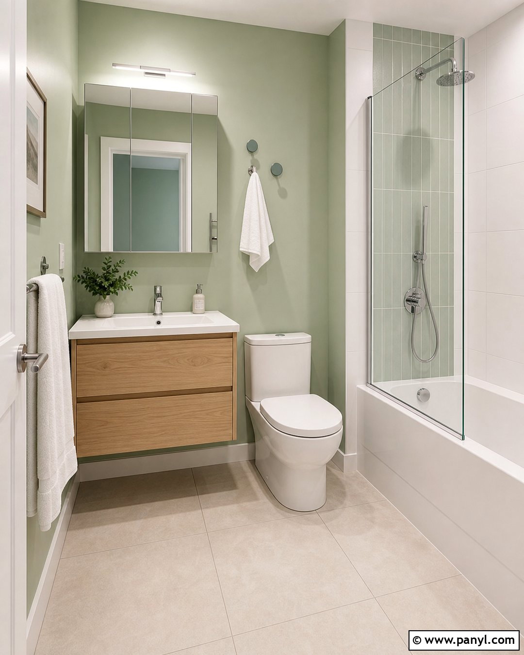 Light Green Small Bathroom - 20 Green Wall Bathroom Style Ideas