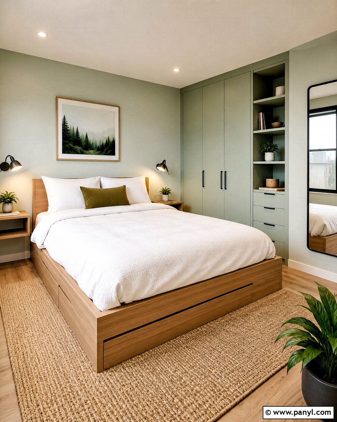 Light Green Small Bedroom With Built-In Storage - 20 light green rooms