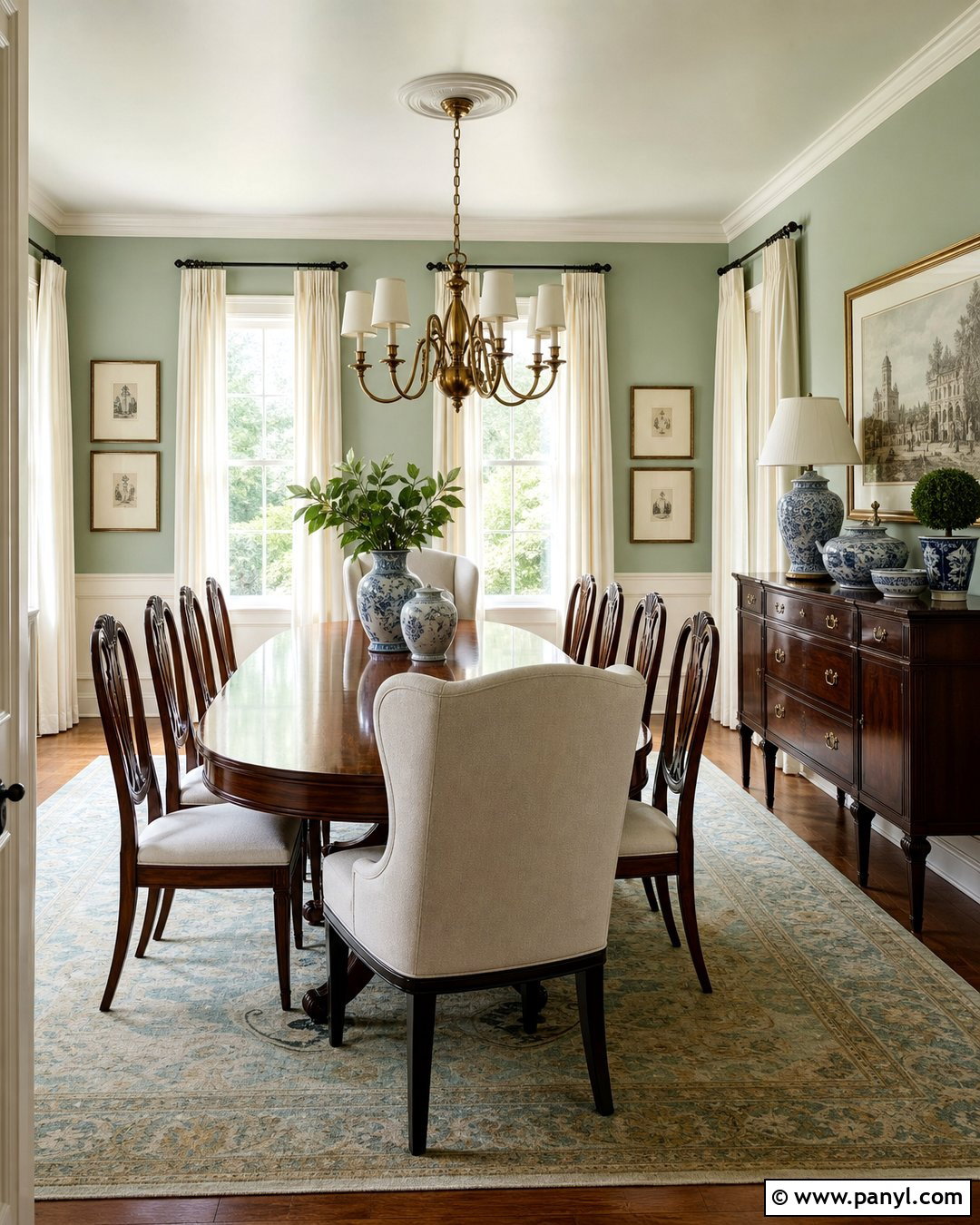Light Green Traditional Dining Room - 30 light green wall color ideas