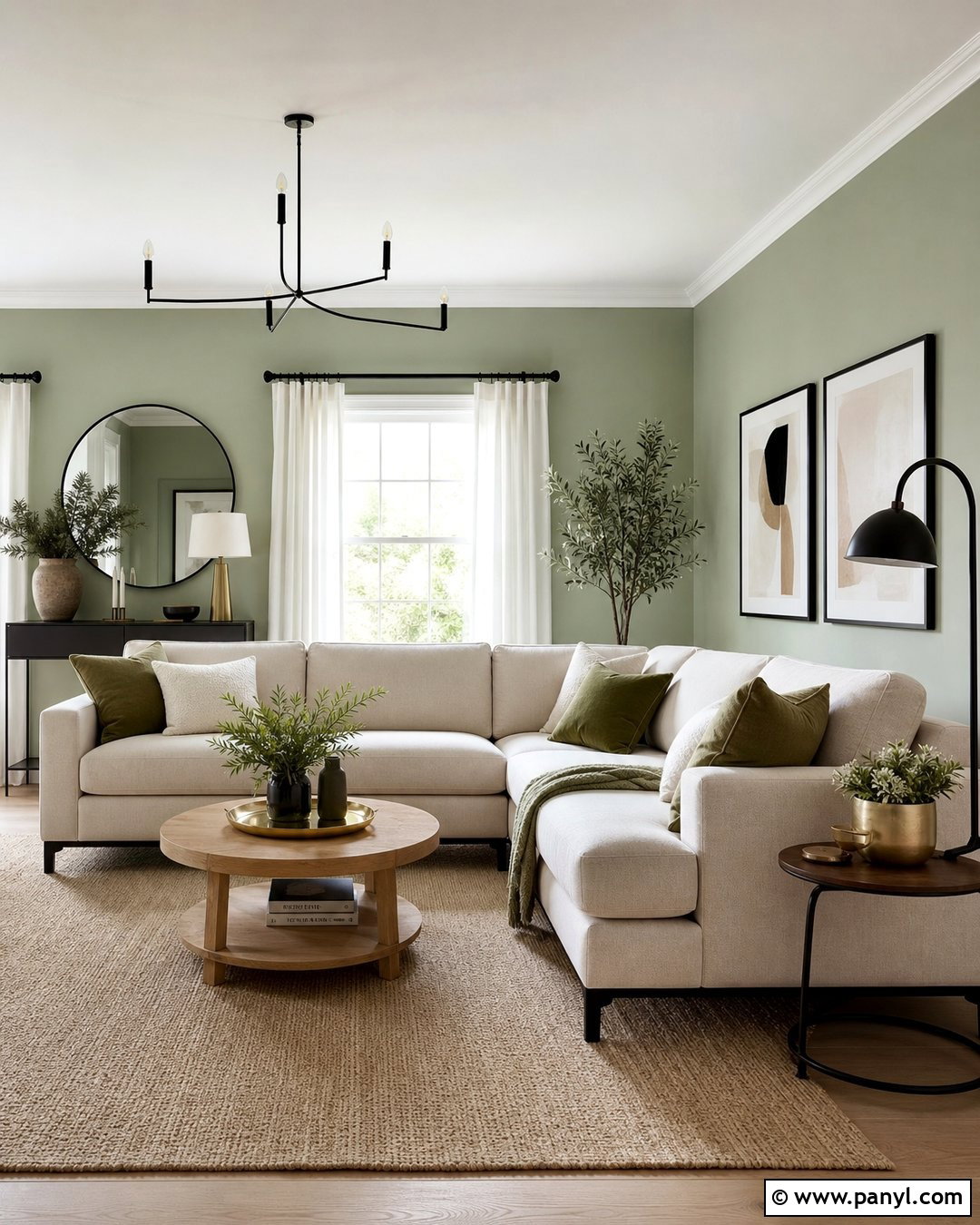 Light Green Walls With Black Accents - 20 Light Green Walls With White Trim Ideas