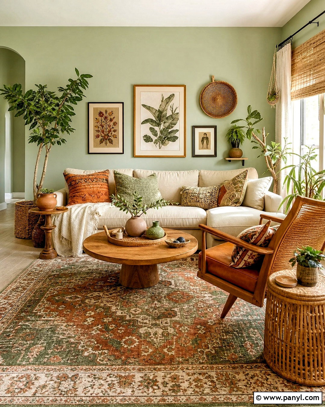 Light Green Walls With Boho Decor - 20 light green walls living room ideas