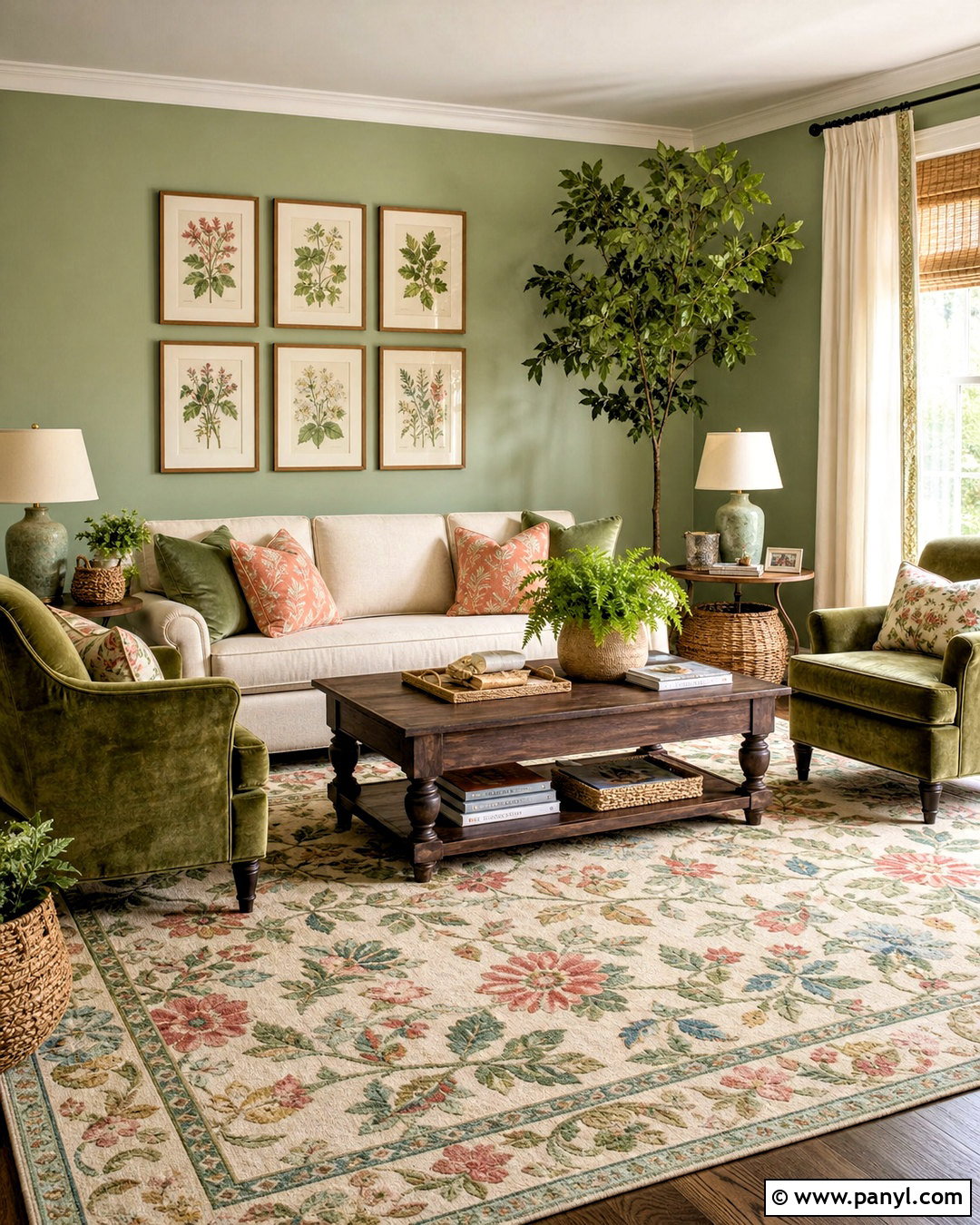 Light Green Walls With Botanical Decor - 20 light green walls living room ideas