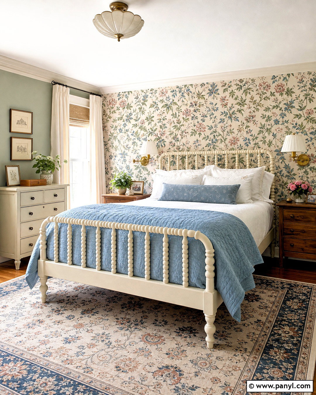 Light Green Walls With Floral Wallpaper - 20 light green walls bedroom ideas