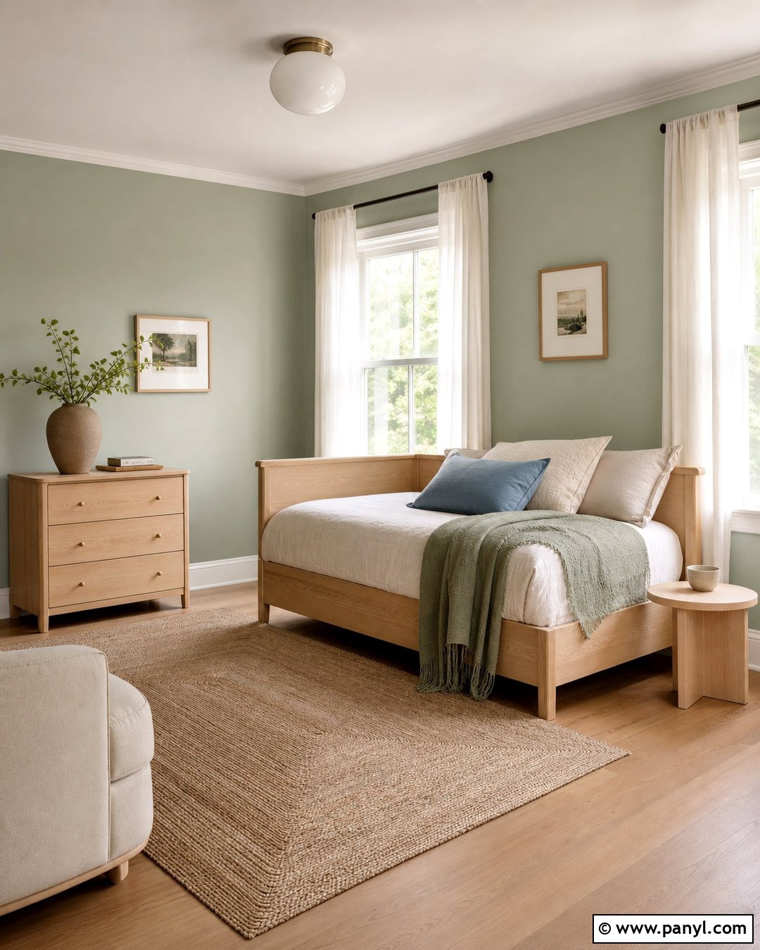 Light Green Walls With Light Oak Furniture - 20 Light Green Walls With White Trim Ideas