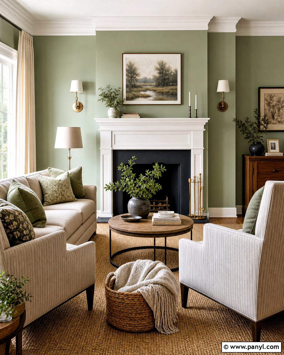 Light Green Walls With a White Fireplace - 20 light green walls living room ideas