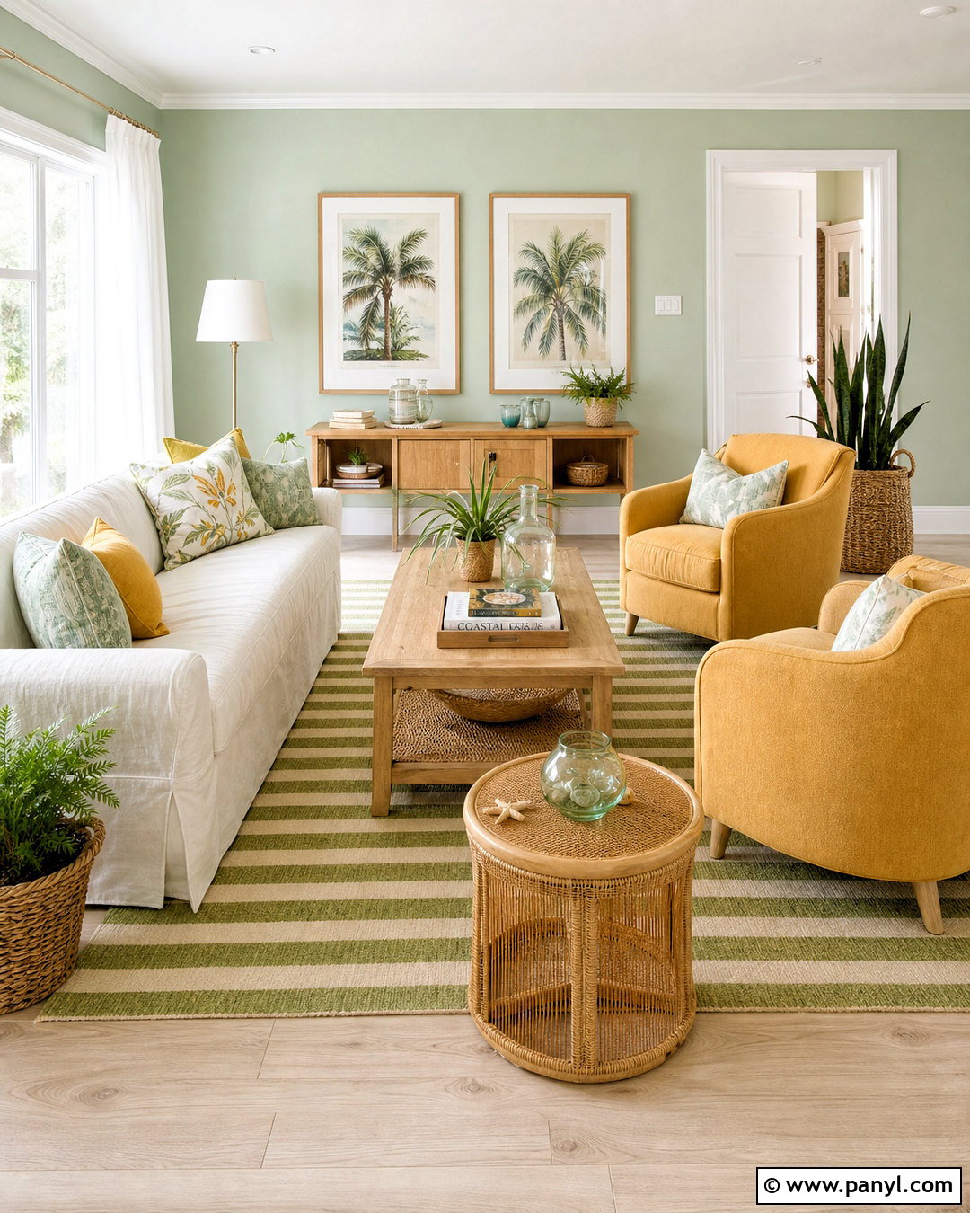Light Green and Mustard Living Room - 20 green and mustard living room ideas