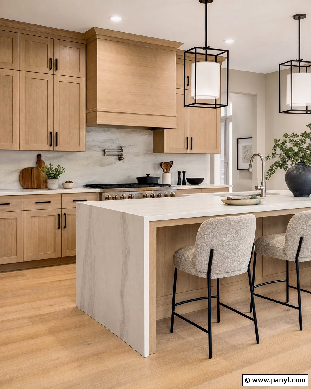 Light Greige Kitchen Walls With Wood Cabinets - 25 Kitchen Wall Color With Natural Wood Cabinet Ideas