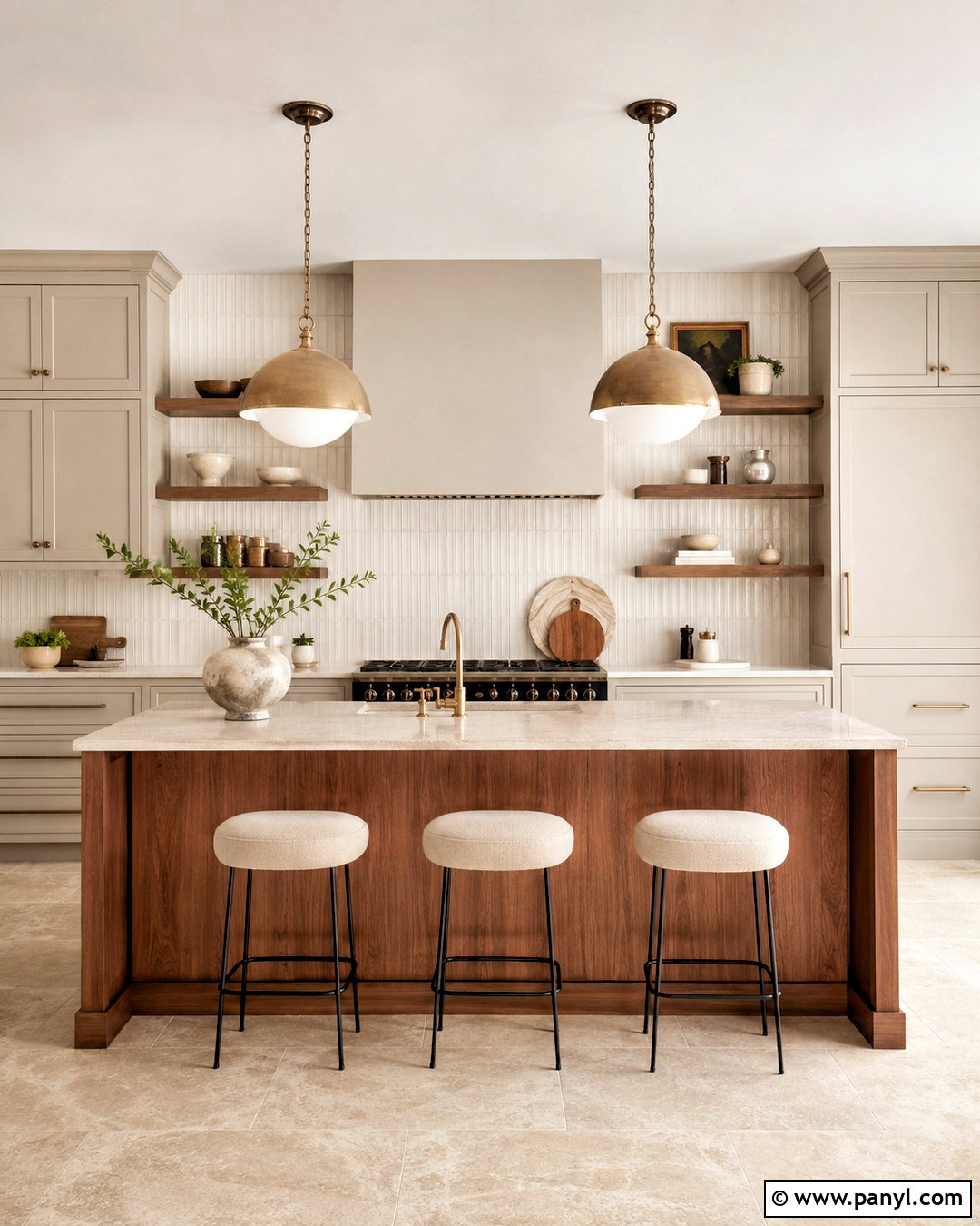 Light Greige Kitchen With Walnut Accents - 20 light color kitchen ideas