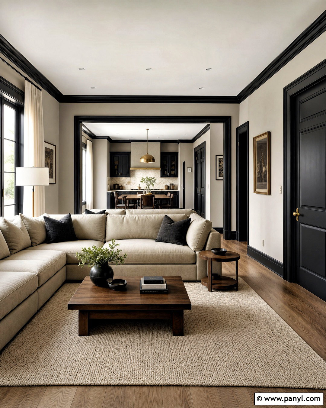 Light Greige Walls With Black Trim - 20 black trim interior color schemes