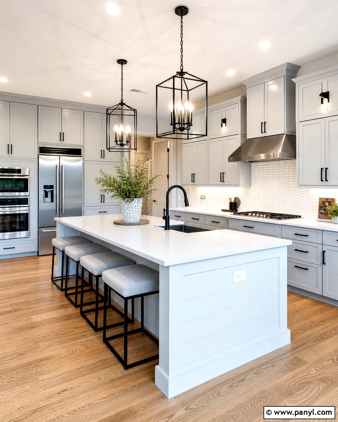 Light Grey And White Kitchen With Black Accents - 20 light grey and white kitchen ideas