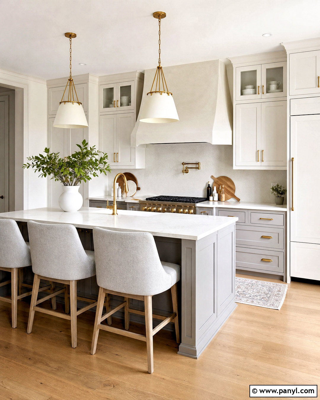 Light Grey And White Kitchen With Brass Hardware - 20 light grey and white kitchen ideas