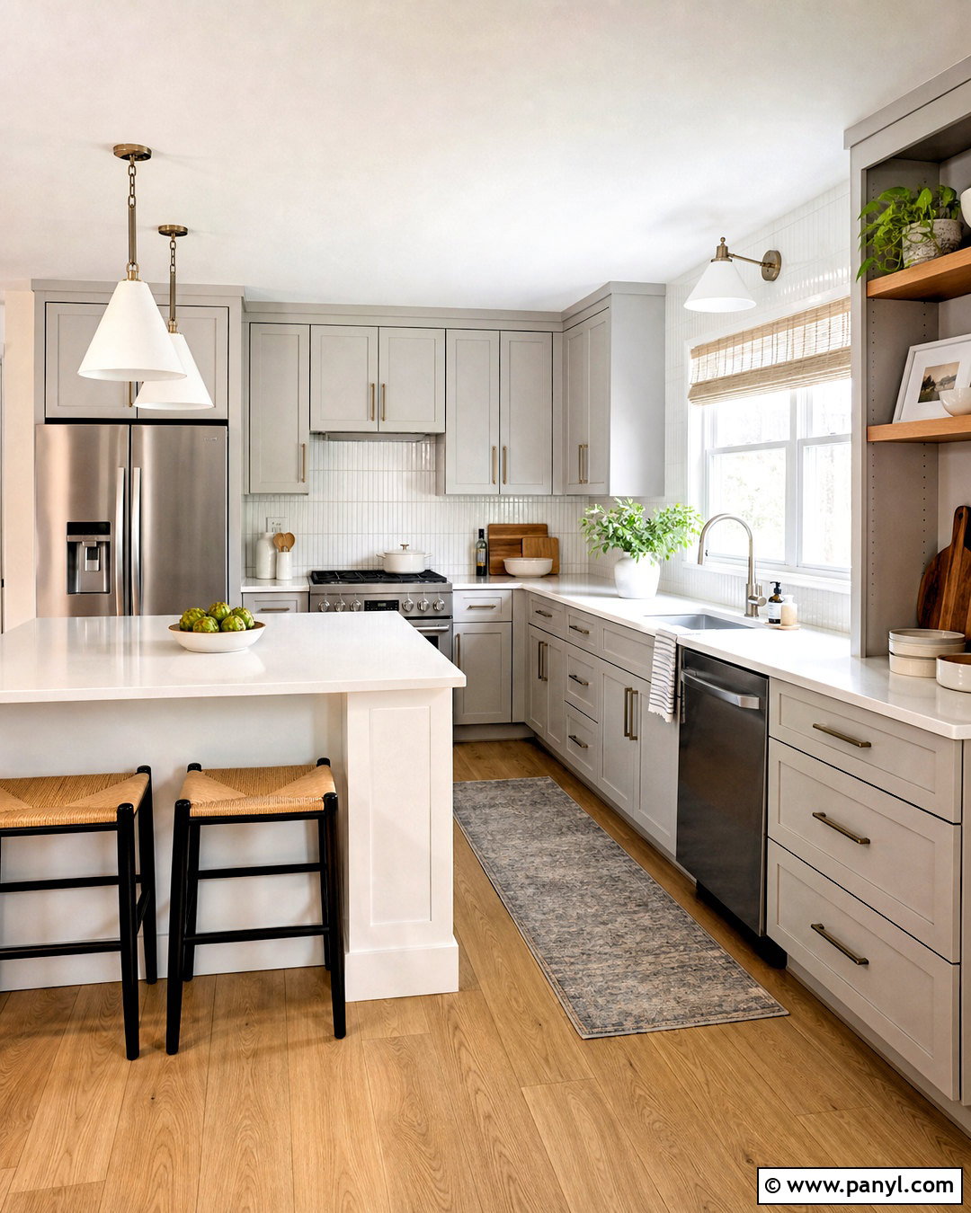 Light Grey And White L-Shaped Kitchen - 20 light grey and white kitchen ideas