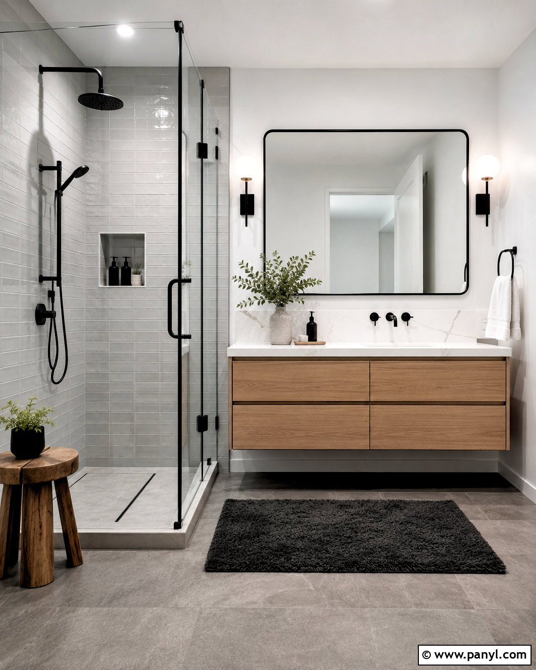 Light Grey Bathroom With Black Fixtures - 20 light grey bathroom ideas