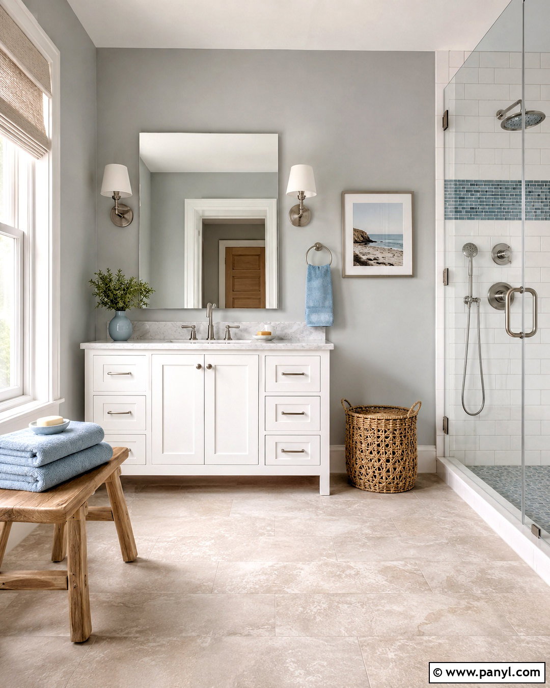 Light Grey Bathroom With Coastal Decor - 20 light grey bathroom ideas