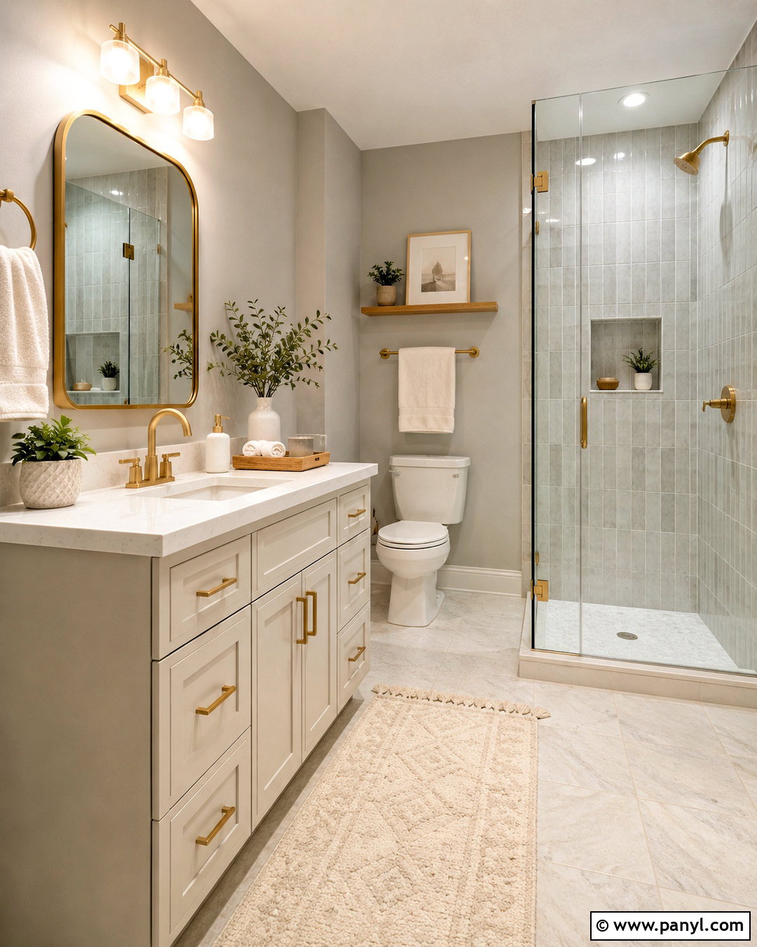 Light Grey Bathroom With Gold Hardware - 20 light grey bathroom ideas