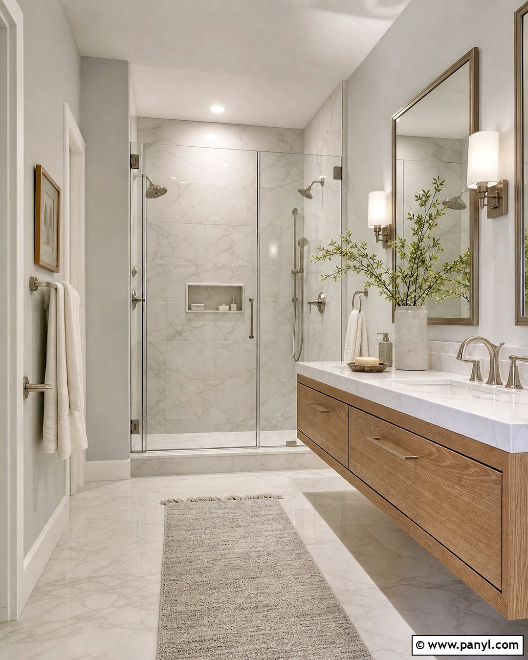 Light Grey Bathroom With Marble - 20 light grey room ideas