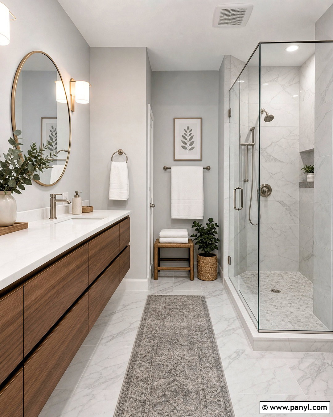 Light Grey Bathroom With Marble Tile - 20 light grey interior ideas