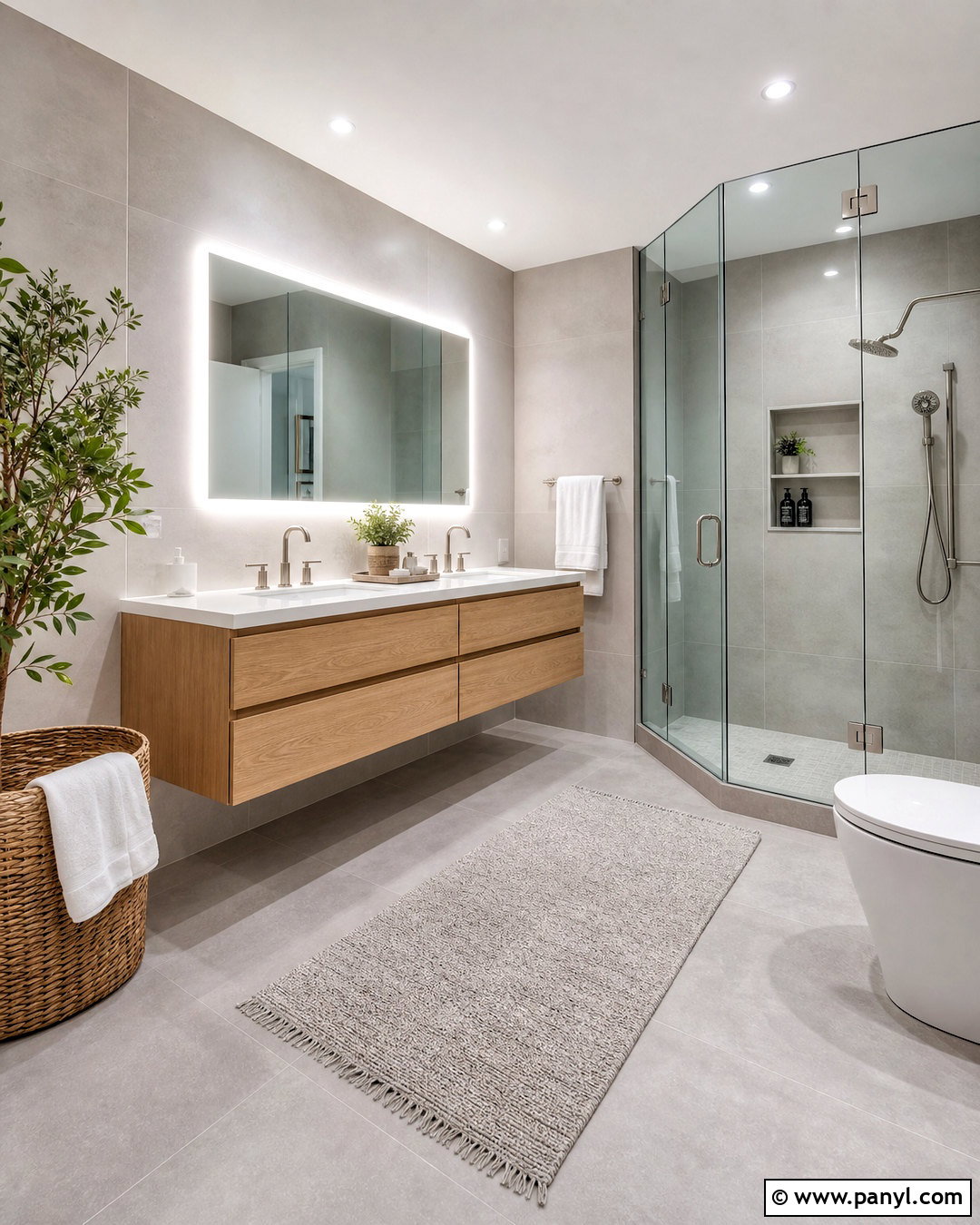 Light Grey Bathroom With Oak Vanity - 20 grey bathroom ideas modern ideas