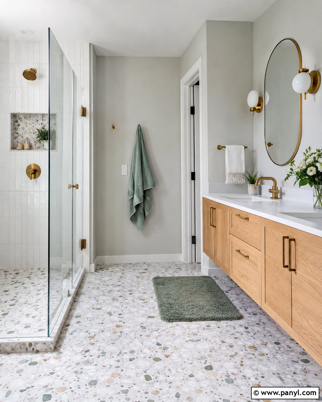 Light Grey Bathroom With Terrazzo Tile - 20 light grey bathroom ideas