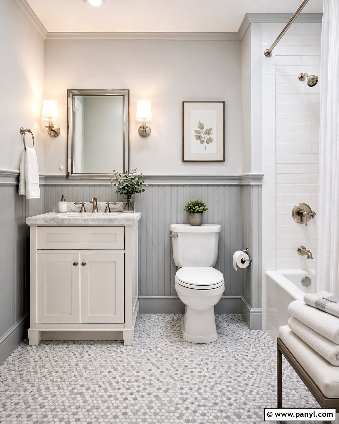 Light Grey Bathroom With Wainscoting - 20 light grey bathroom ideas