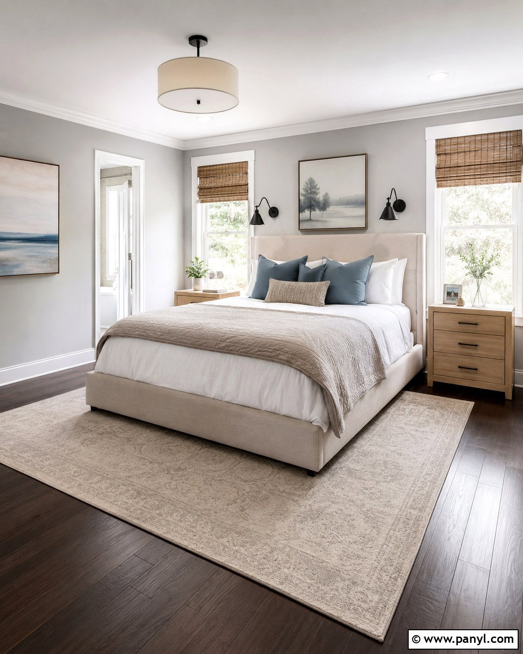 Light Grey Bedroom With Espresso Floors - 20 Light Grey Walls With Dark Floors