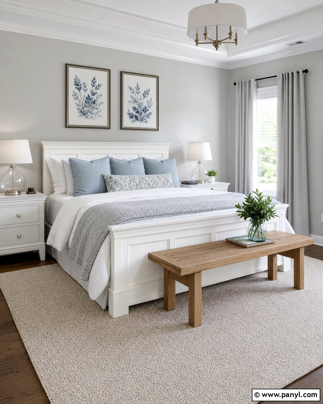 Light Grey Bedroom With White Furniture - 35 light grey wall paint ideas
