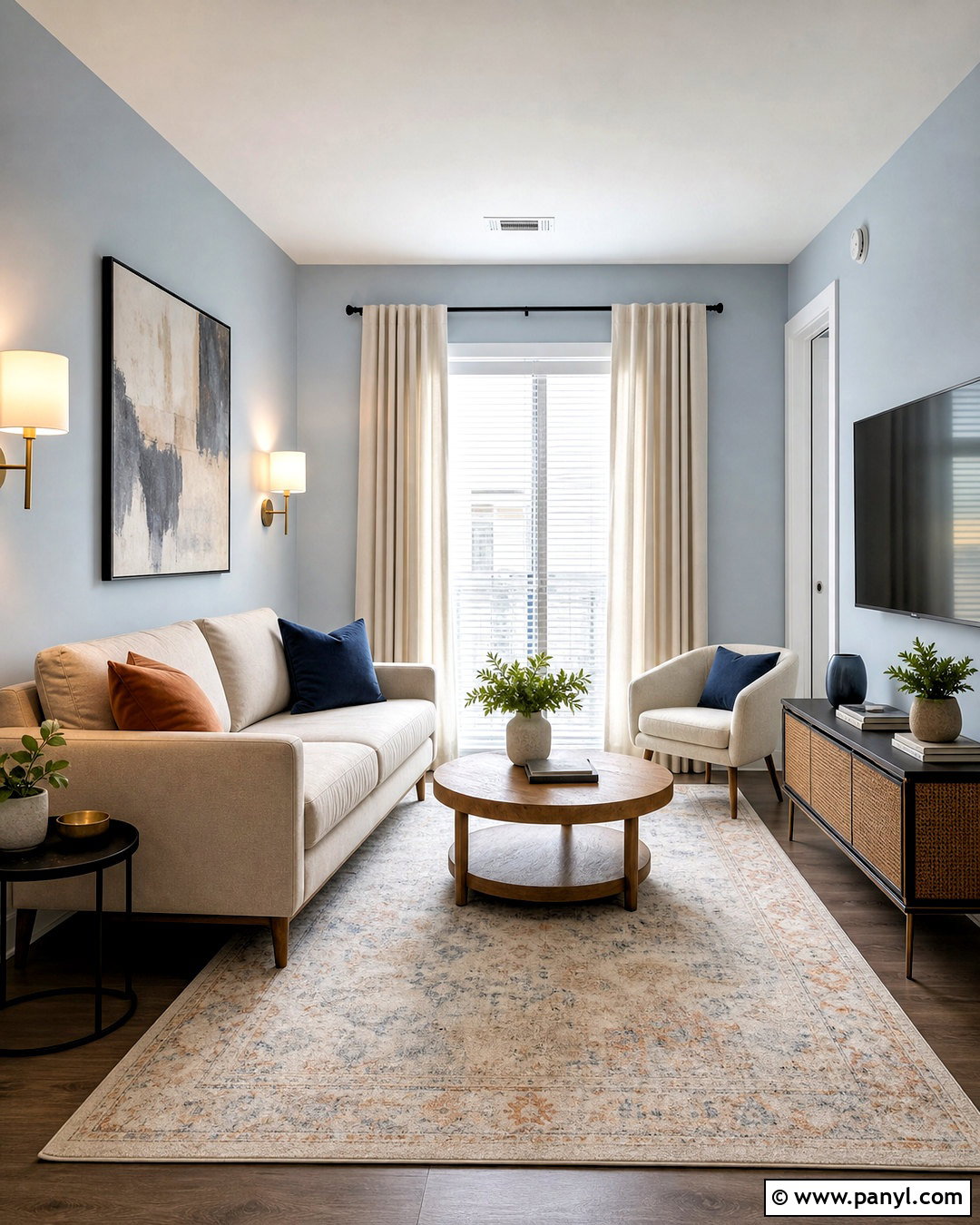 Light Grey Blue Walls In A Small Living Room - 20 grey blue walls