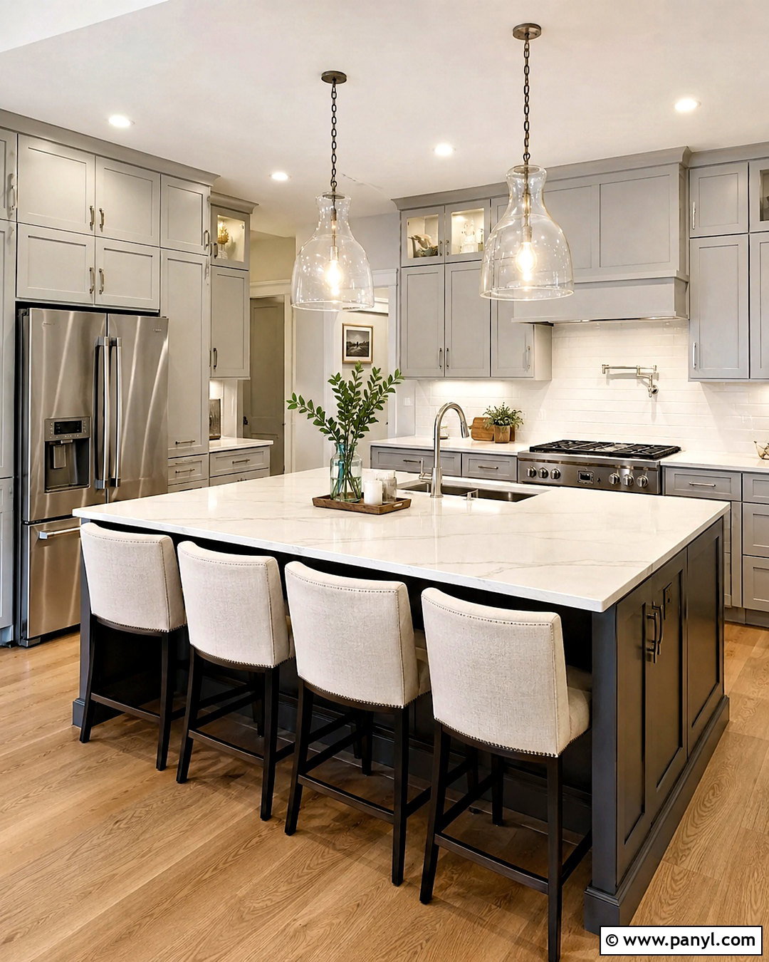 Light Grey Cabinets With A Dark Grey Island - 20 light grey cabinets kitchen ideas