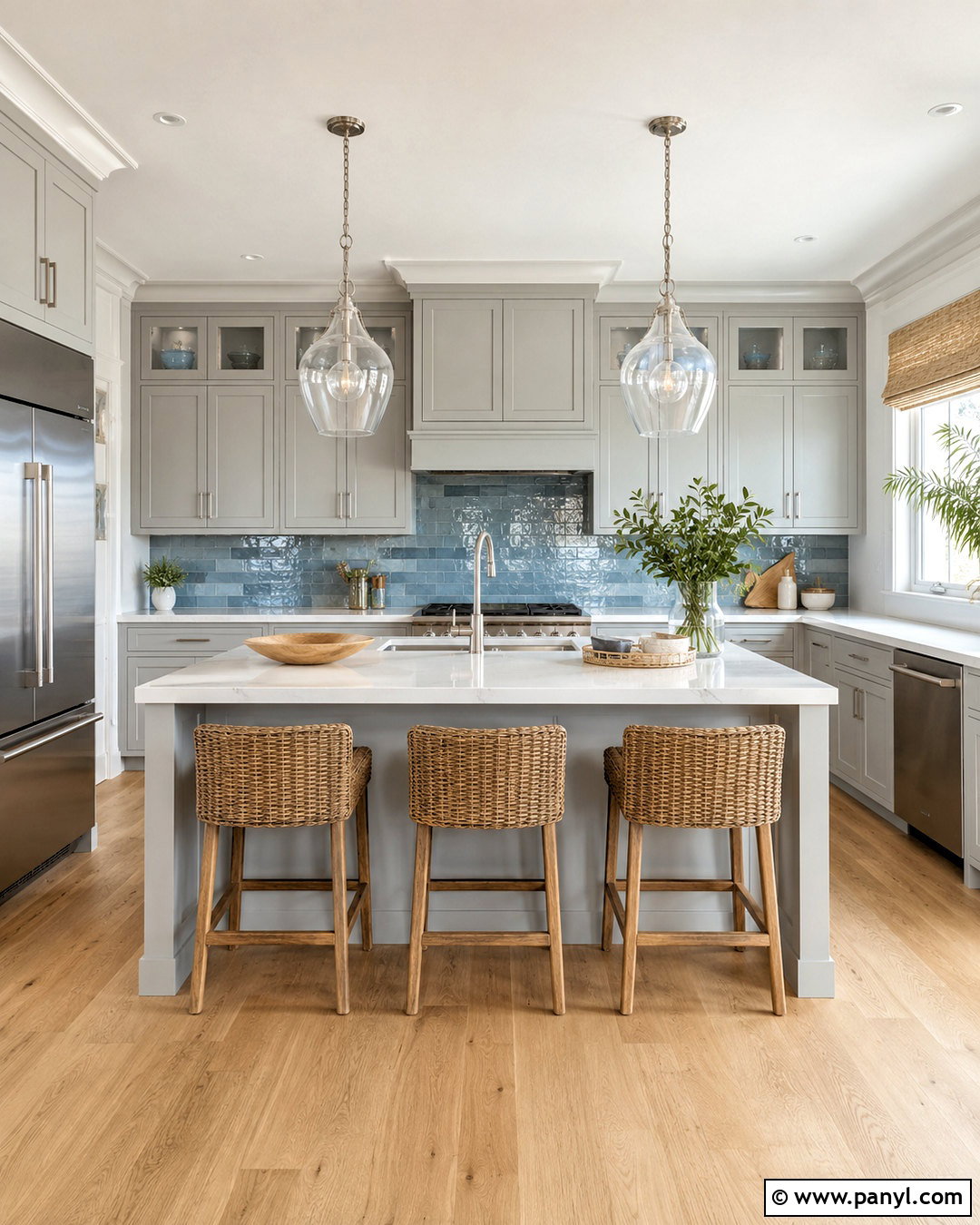 Light Grey Cabinets With Blue Backsplash - 20 light grey cabinets kitchen ideas