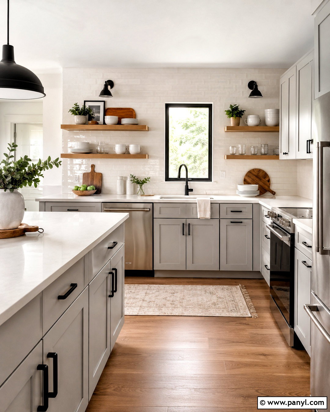 Light Grey Cabinets With Open Wood Shelves - 20 light grey cabinets kitchen ideas