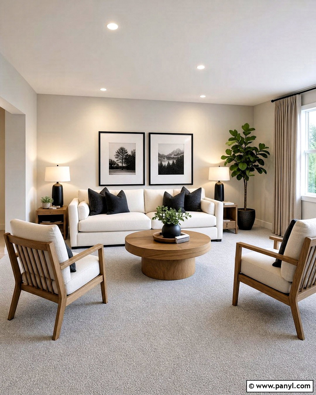 Light Grey Carpet With Warm White Walls - 20 grey carpet living room ideas