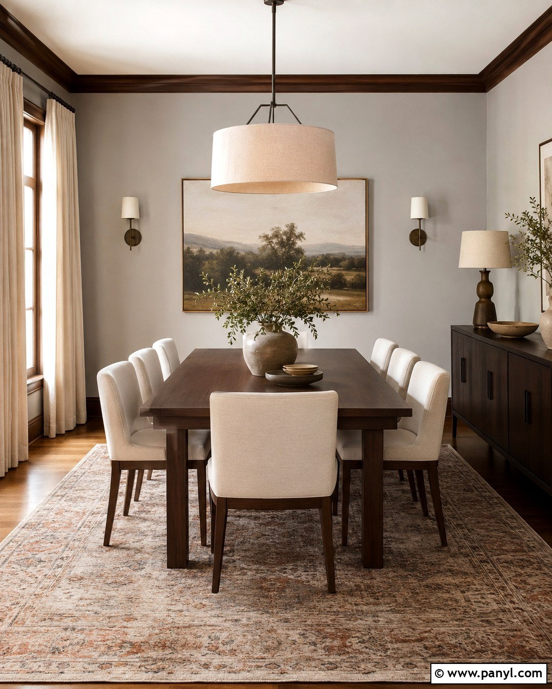 Light Grey Dining Room With Brown Trim - 20 Light Grey Walls With Brown Trim Ideas