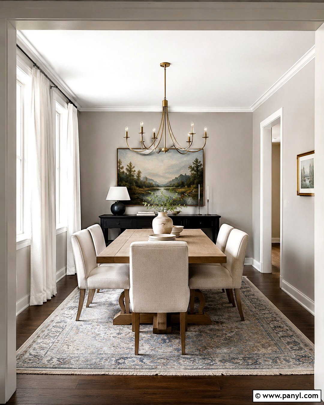 Light Grey Dining Room With Dark Oak Floors - 20 Light Grey Walls With Dark Floors