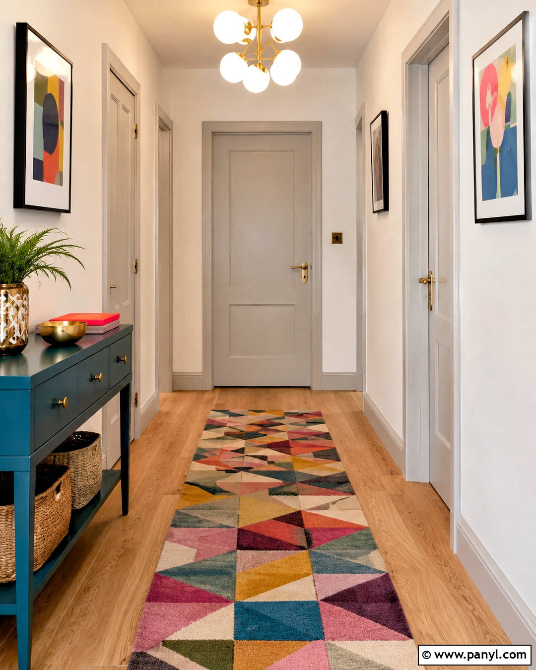 Light Grey Doors With Colorful Decor - 20 light grey doors interior ideas