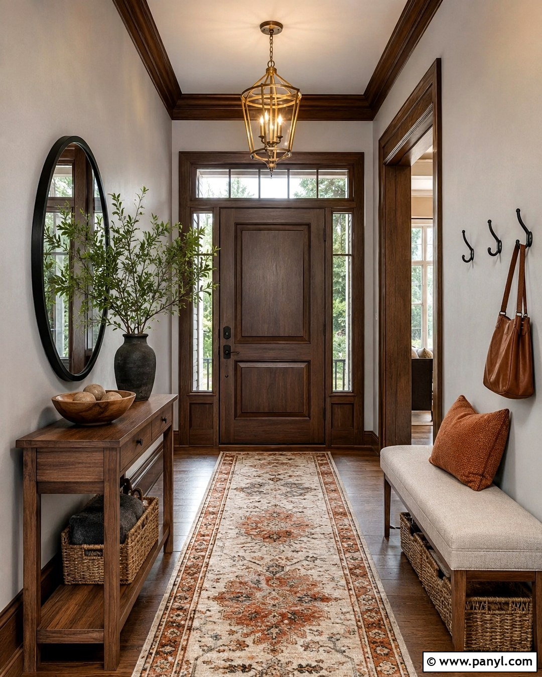 Light Grey Entryway With Brown Trim - 20 Light Grey Walls With Brown Trim Ideas