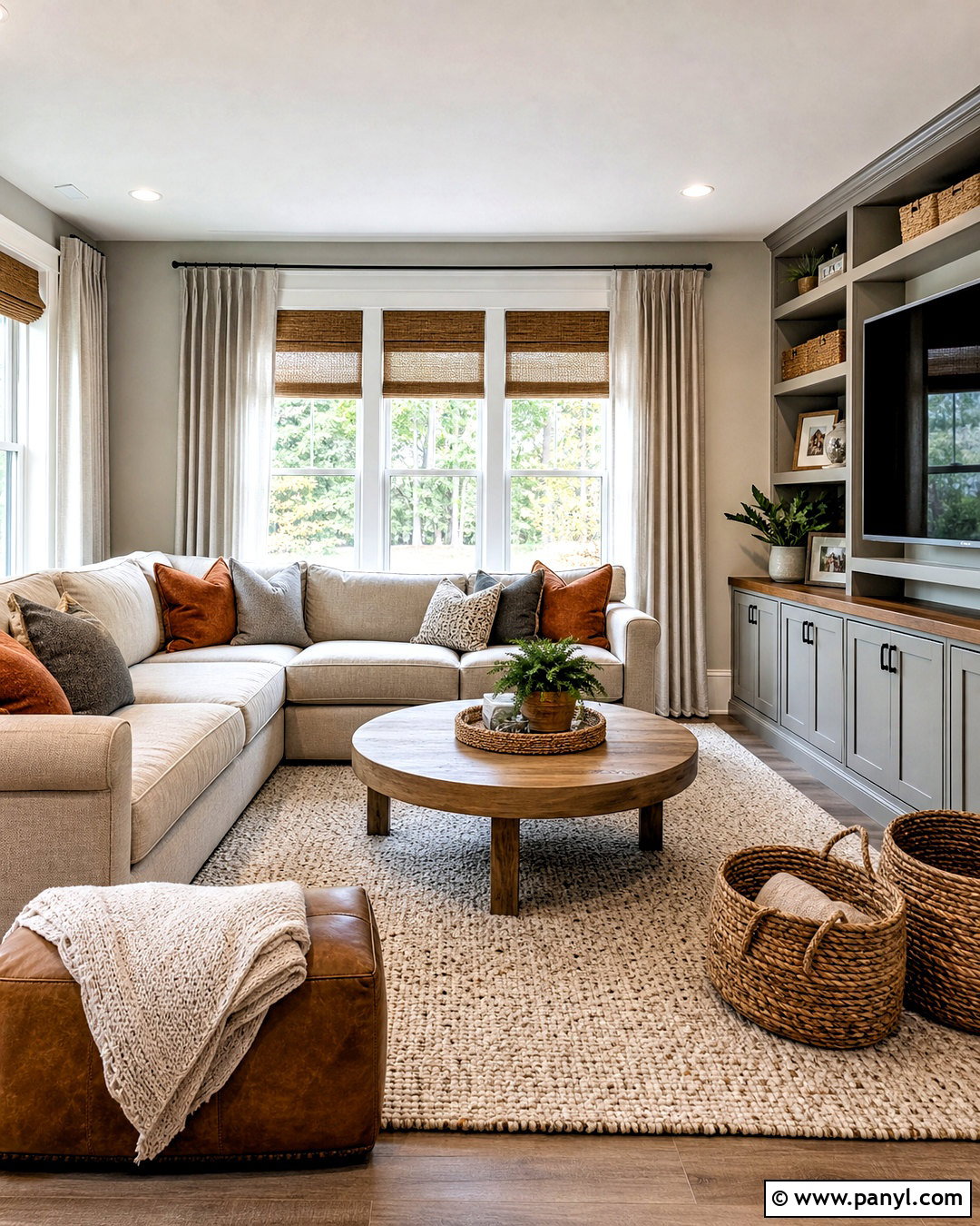 Light Grey Family Room With Beige Textures - 20 light grey room ideas