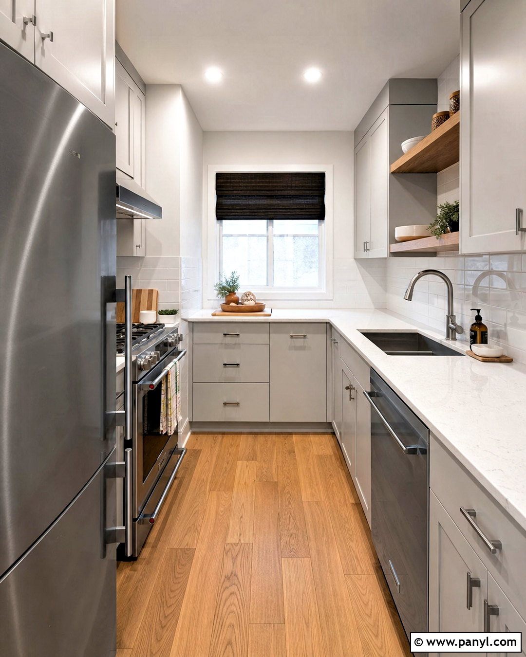 Light Grey Galley Kitchen - 20 small grey kitchen ideas
