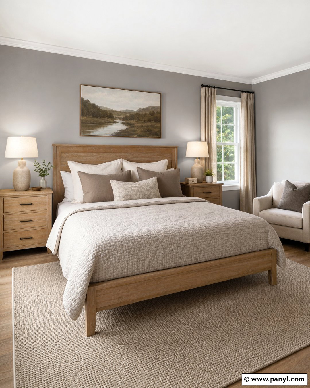 Light Grey Guest Room With Beige Decor - 35 light grey wall paint ideas