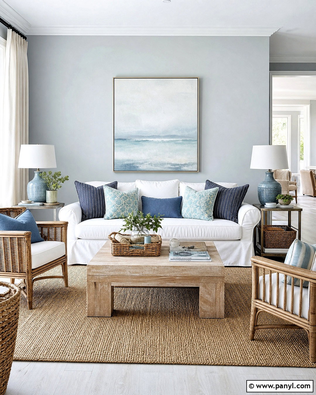 Light Grey Interior With Coastal Blue - 20 light grey interior ideas