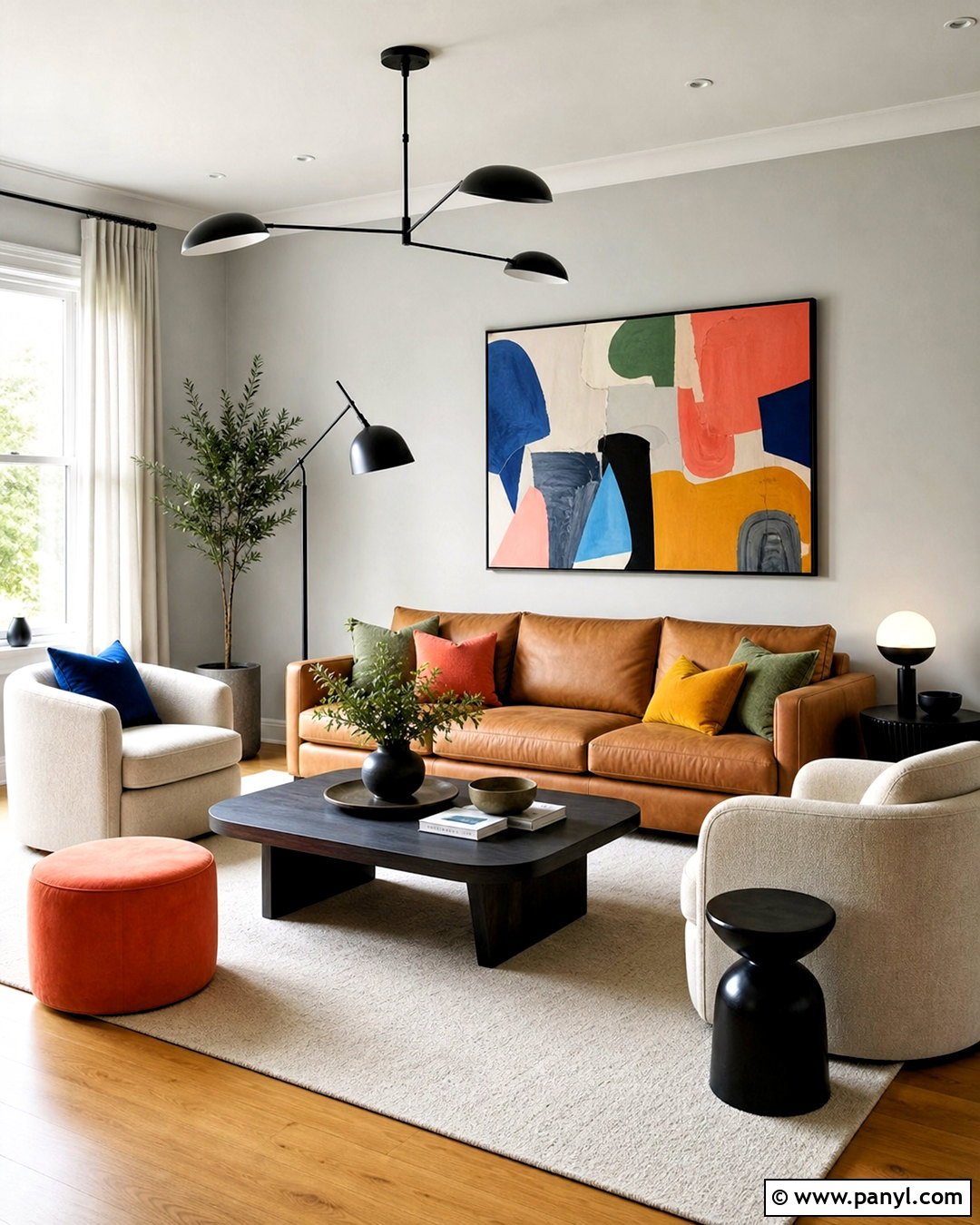 Light Grey Interior With Colorful Art - 20 light grey interior ideas