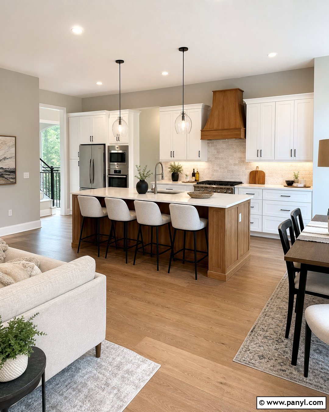 Light Grey Kitchen Walls In An Open Kitchen - 30 light grey kitchen walls