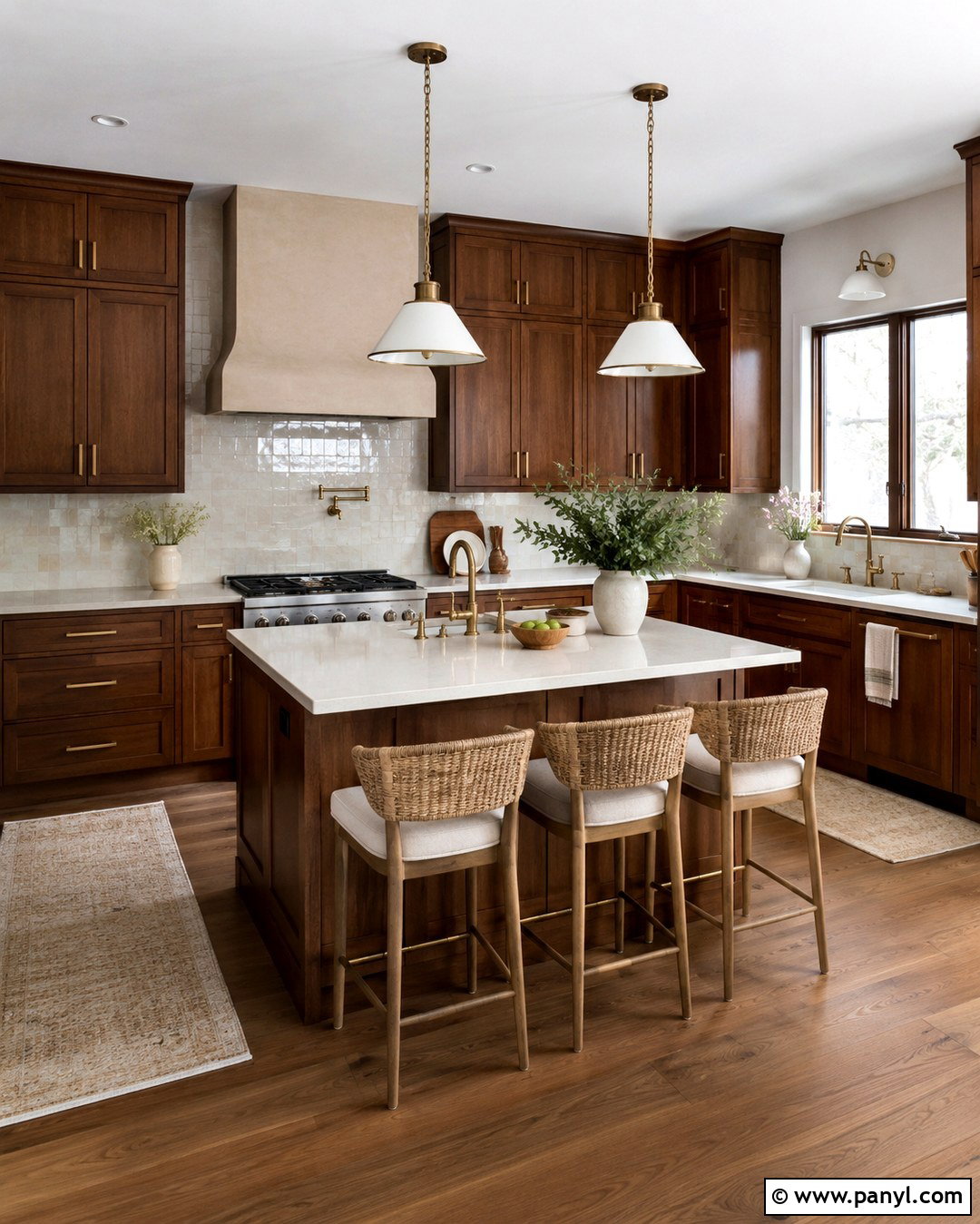 Light Grey Kitchen Walls With Brown Cabinets And Brass Hardware - 20 Light Grey Kitchen Walls Brown Cabinets